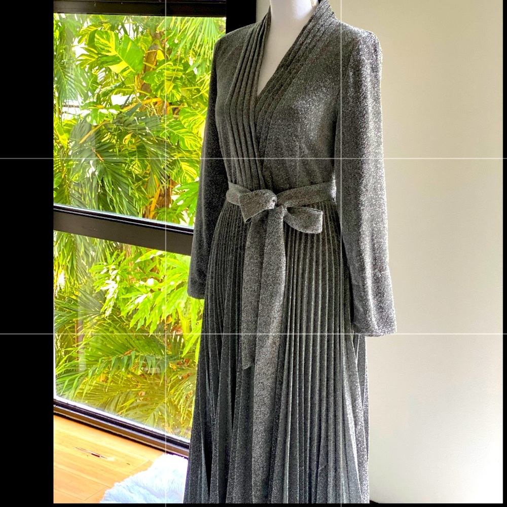 Cocktail , Formal, Party Dress, Metallic fabric pleated dress, NWT - Picture 5 of 5